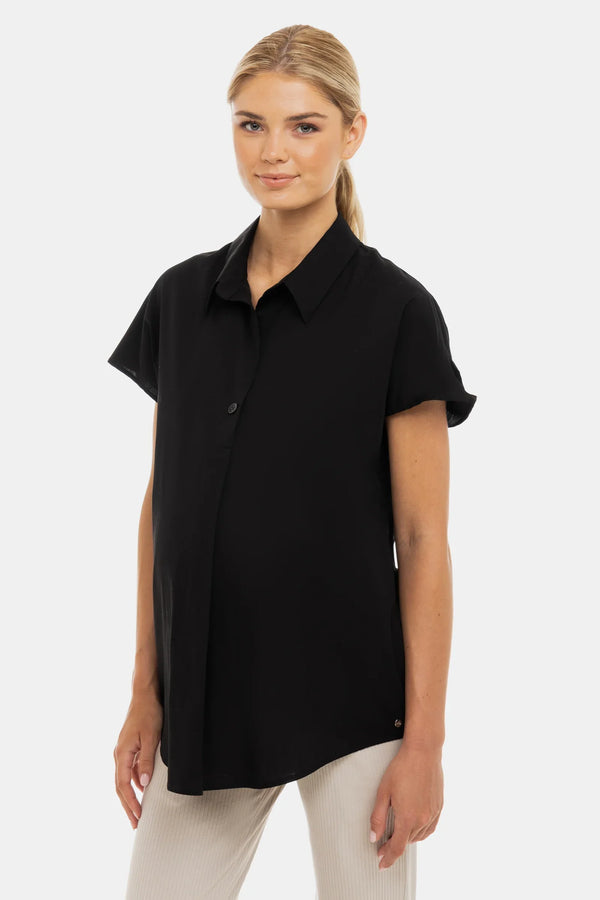 Luftige Umstands- und Stillbluse aus Baumwolle – Schwarz