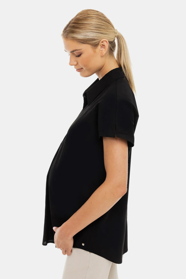 Luftige Umstands- und Stillbluse aus Baumwolle – Schwarz