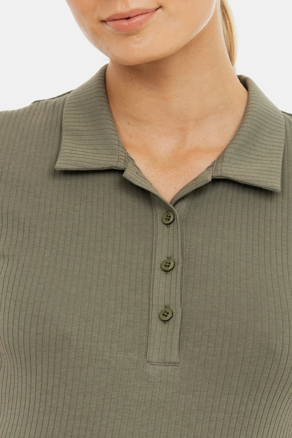 Umstandstop mit Kragen und Stillfunktion – Khaki
