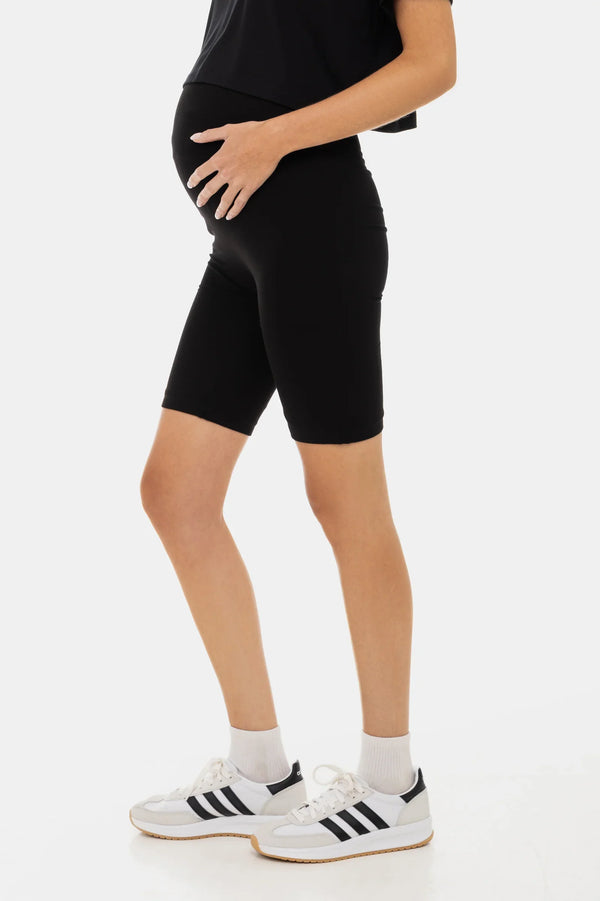 Doppellagige, weiche Umstandsleggings – Schwarz