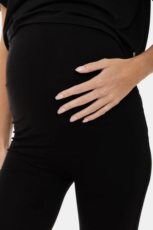 Doppellagige, weiche Umstandsleggings – Schwarz