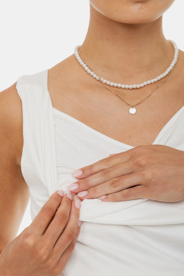 Umstands- und Stilltop in Ecru mit Drapé-Ausschnitt