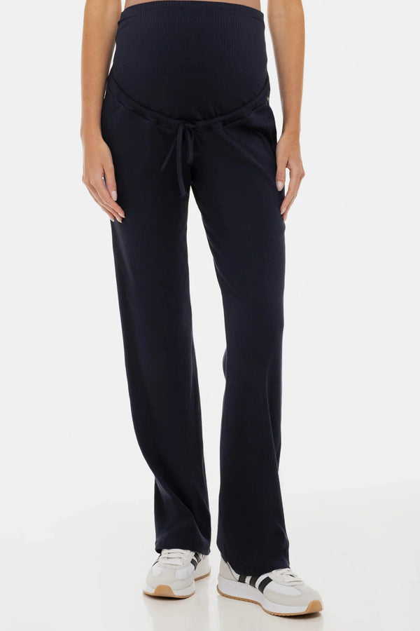 Rippjersey-Flared-Umstandshose – Dunkelblau