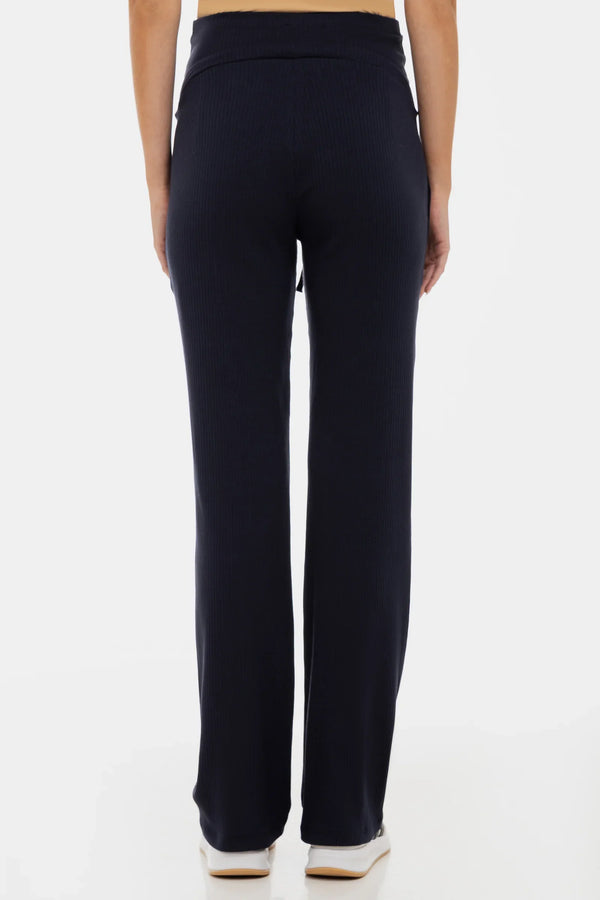 Rippjersey-Flared-Umstandshose – Dunkelblau