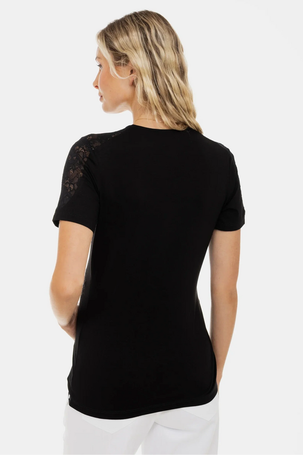 Umstands- und Stillbluse mit Spitzendetails – Schwarz