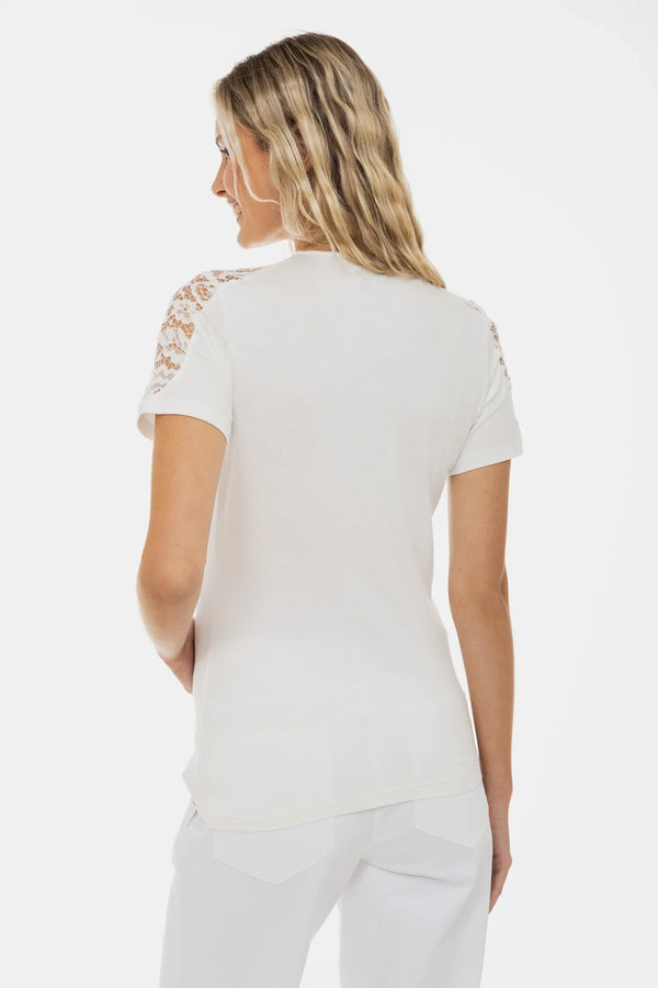 Umstands- und Stillbluse mit Spitzendetails – Ecru