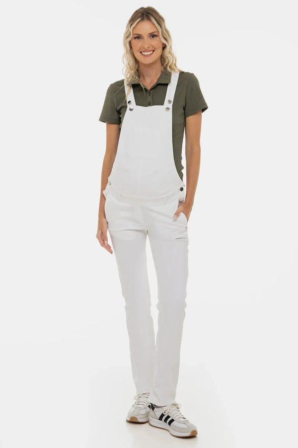 Denim zwangerschapssalopette – wit