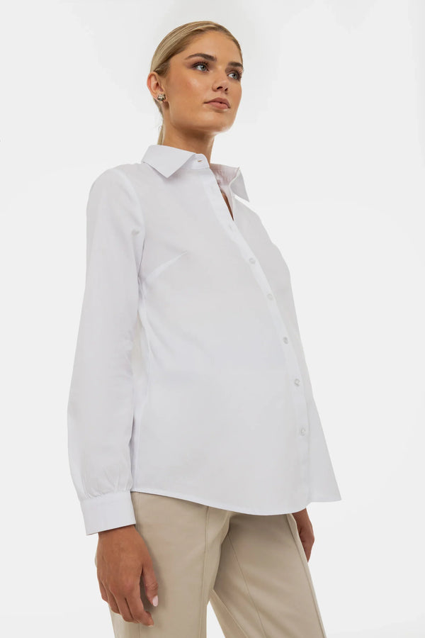 Essential Umstands- und Stillhemd aus Baumwolle – Weiß