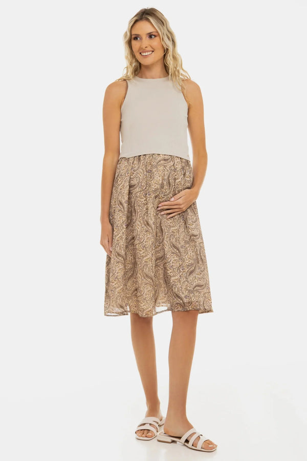 Elegantes Umstands- und Stillkleid mit Ripp-Top und Chiffonrock