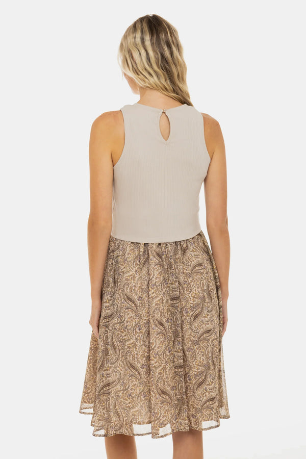 Elegantes Umstands- und Stillkleid mit Ripp-Top und Chiffonrock