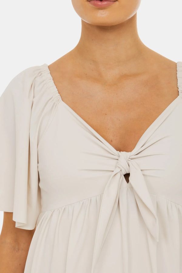 Umstandskleid mit Schleifendetail – Sandbeige