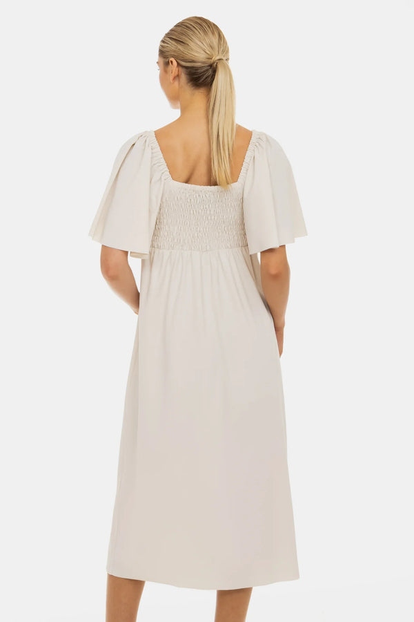 Umstandskleid mit Schleifendetail – Sandbeige