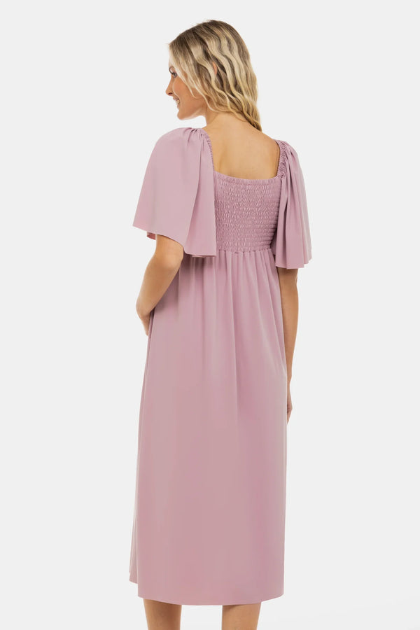 Umstandskleid mit Schleifendetail – Altrosa