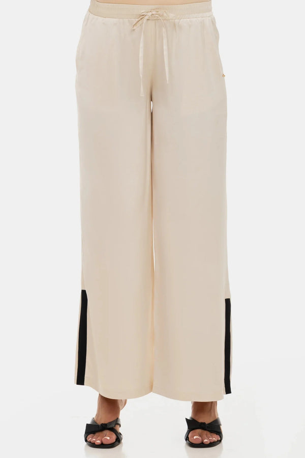 Satinhose für Schwangere mit Kontraststreifen