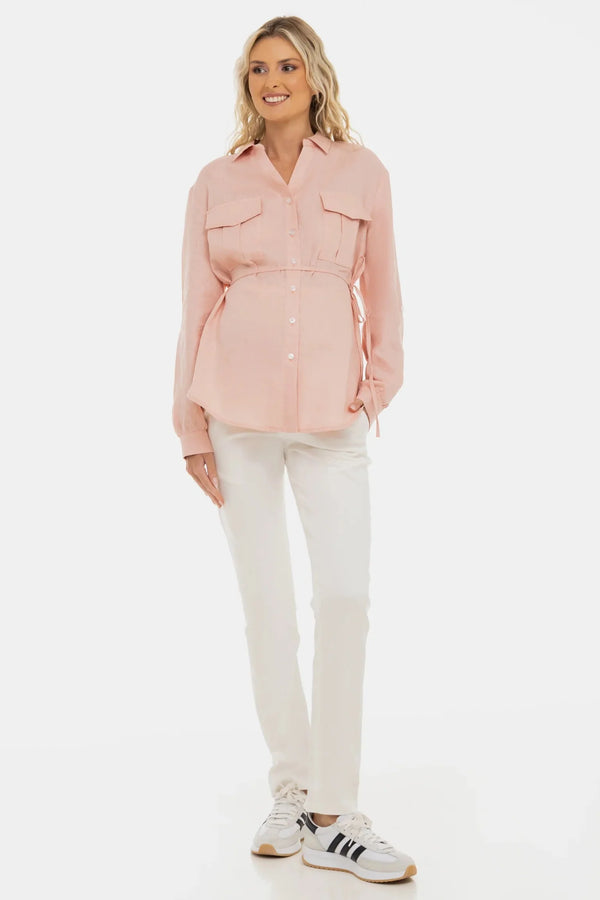 Leinen-Umstands- und Stillbluse – Zartrosa