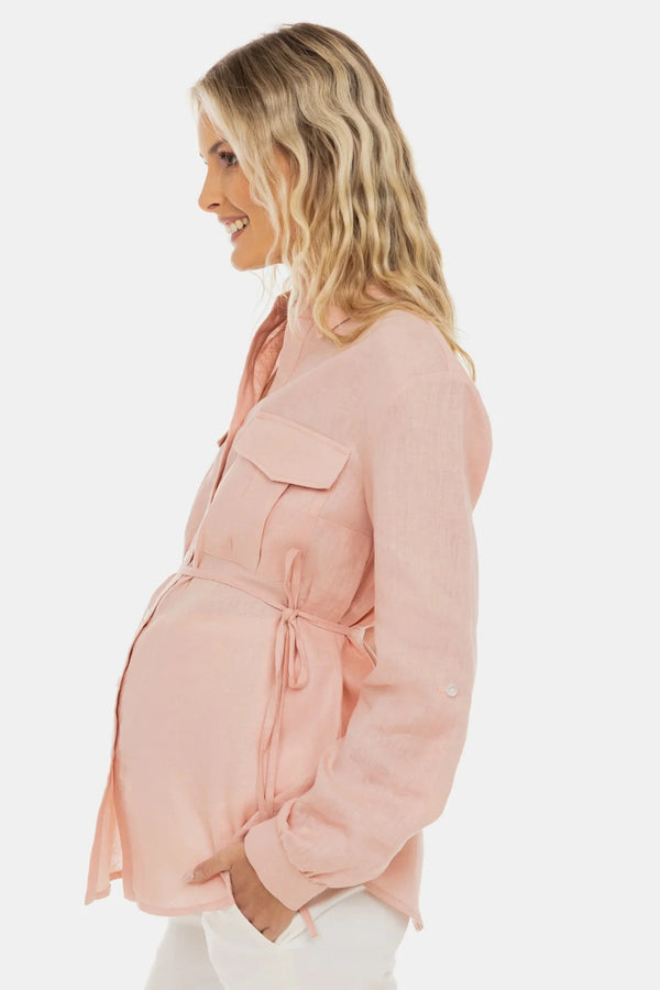 Leinen-Umstands- und Stillbluse – Zartrosa
