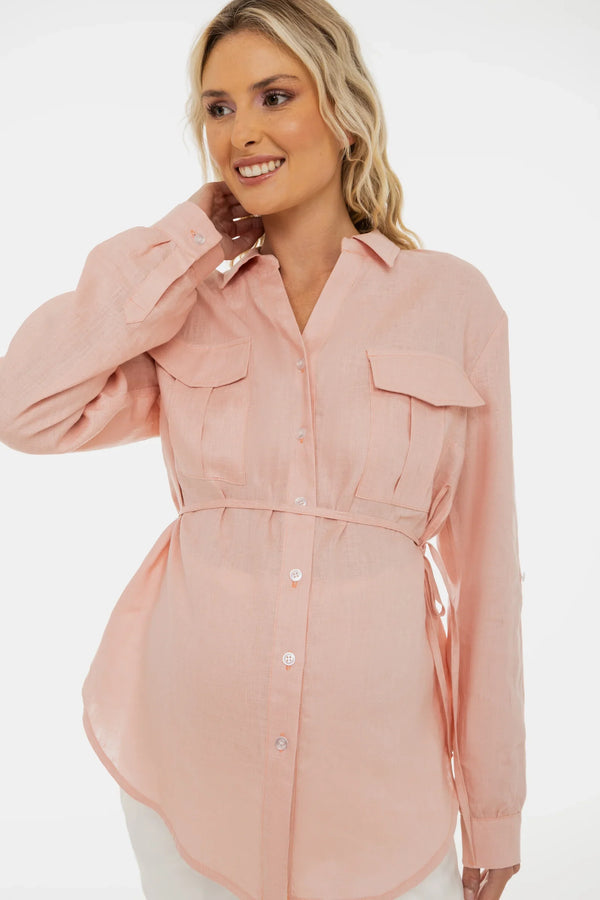Leinen-Umstands- und Stillbluse – Zartrosa