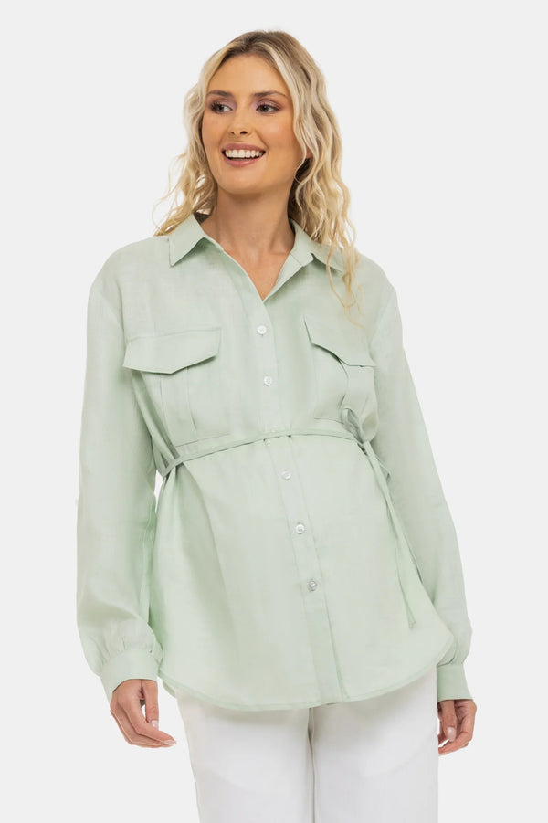 Leinen-Umstands- und Stillbluse – Hellmint
