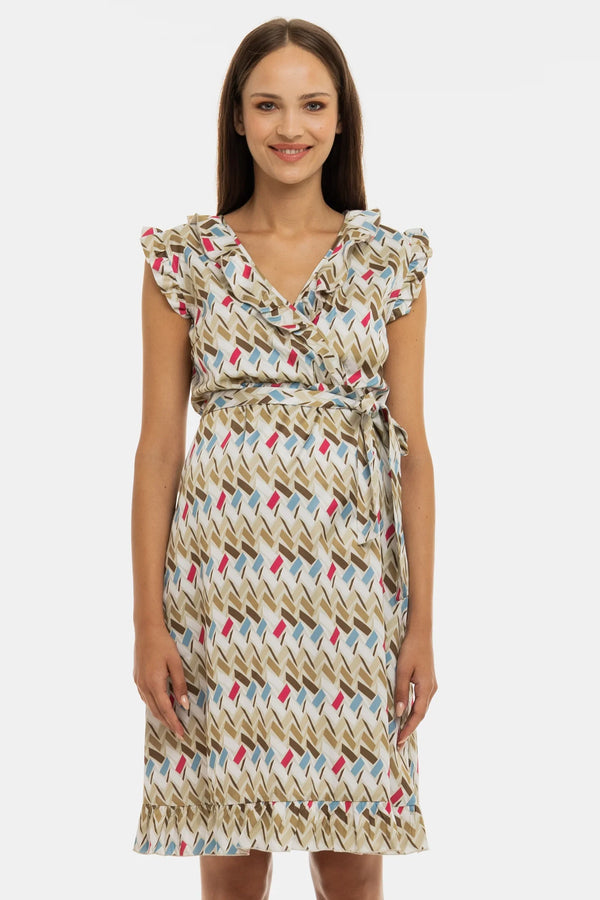 Satiniertes Umstands- & Stillkleid mit Volants