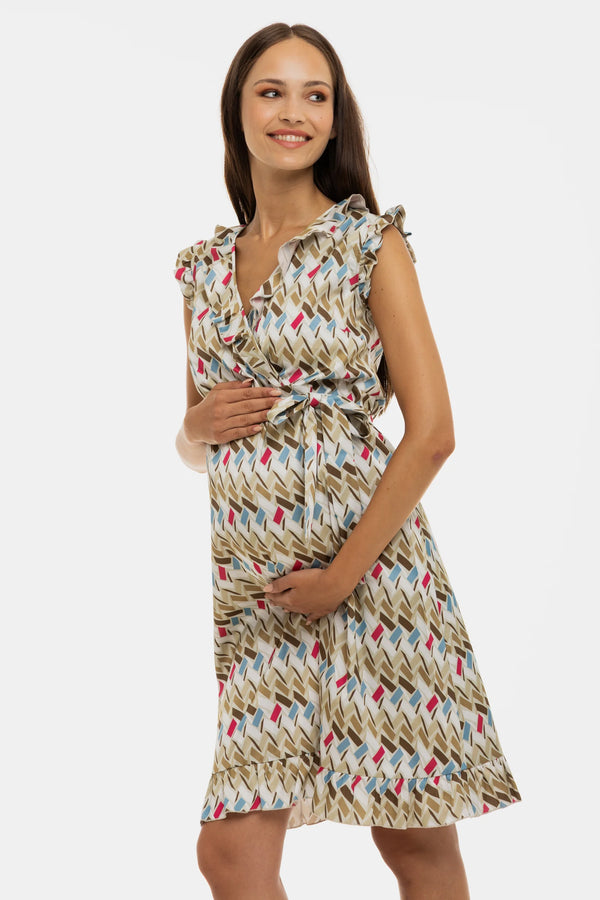Satiniertes Umstands- & Stillkleid mit Volants