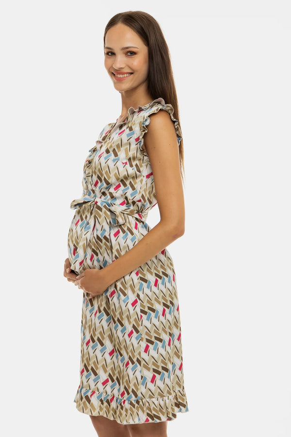 Satiniertes Umstands- & Stillkleid mit Volants