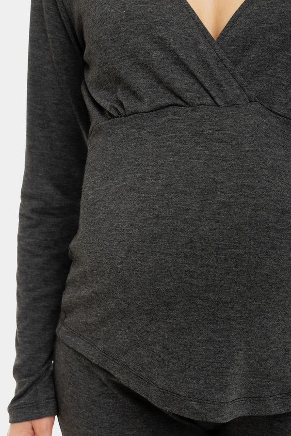 Dunkelgrauer Umstands- und Stillpyjama