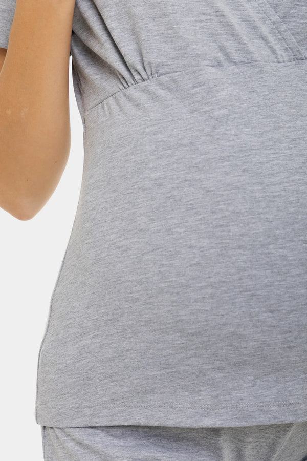 Grauer zweiteiliger Umstands- und Stillpyjama