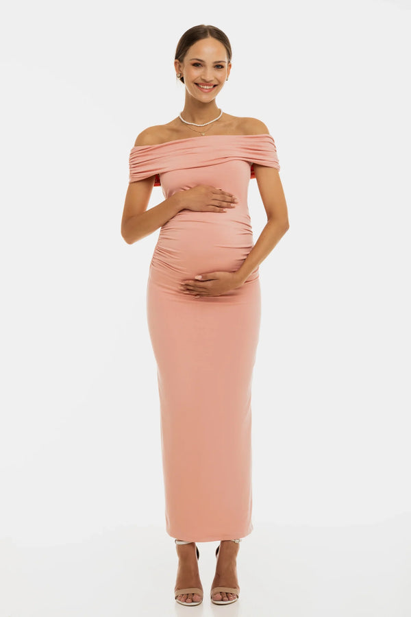 Festliches Umstandskleid mit Raffung – Altrosa