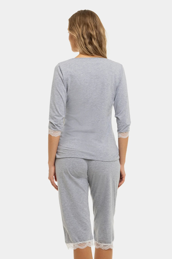 Umstands- und Still-Pyjama aus Baumwolle – Grau