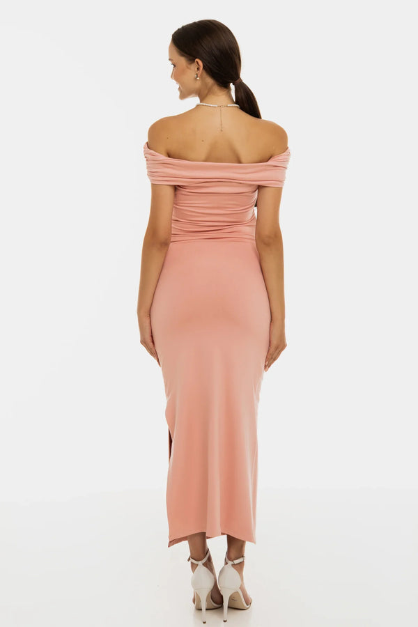 Festliches Umstandskleid mit Raffung – Altrosa