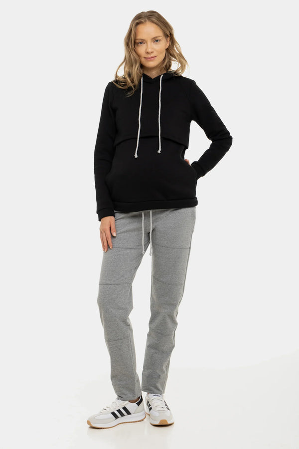 Umstands- und Stillhoodie aus Baumwollmix – Schwarz