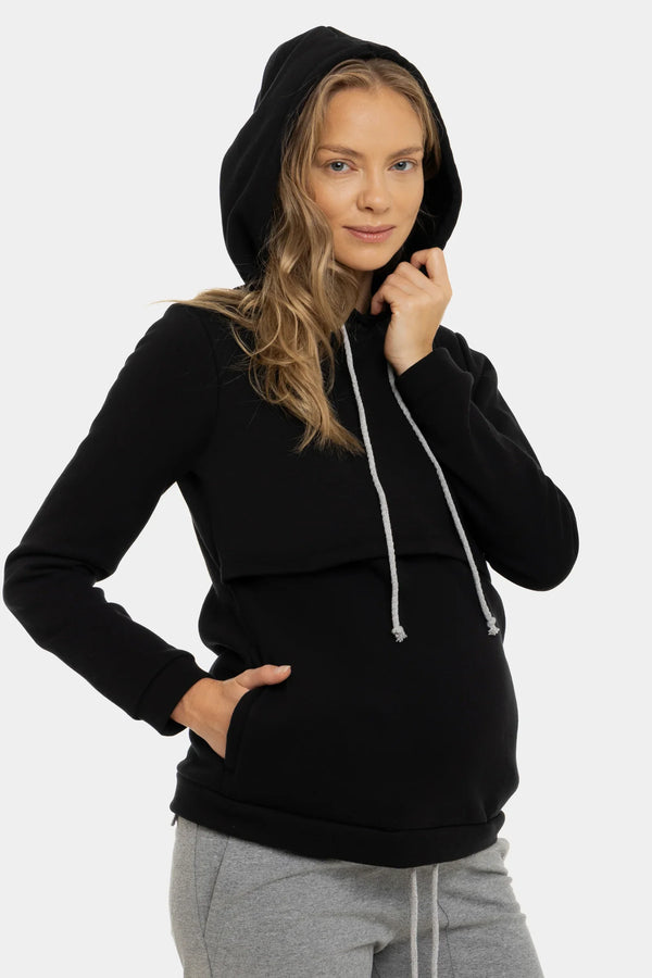 Umstands- und Stillhoodie aus Baumwollmix – Schwarz