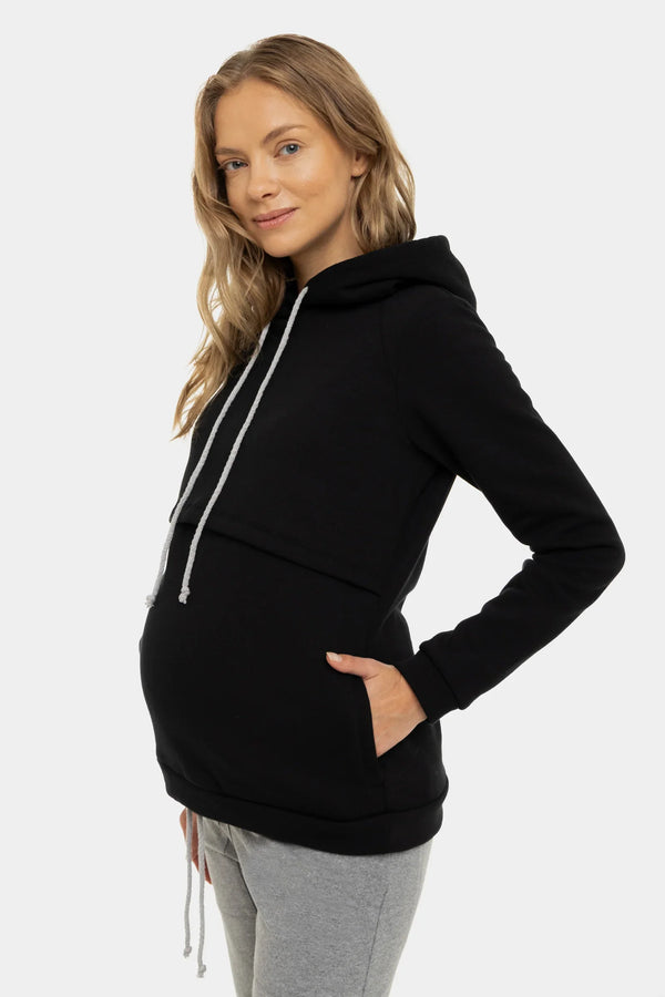 Umstands- und Stillhoodie aus Baumwollmix – Schwarz