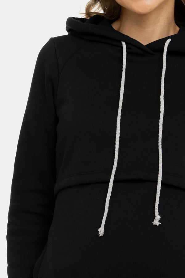 Umstands- und Stillhoodie aus Baumwollmix – Schwarz