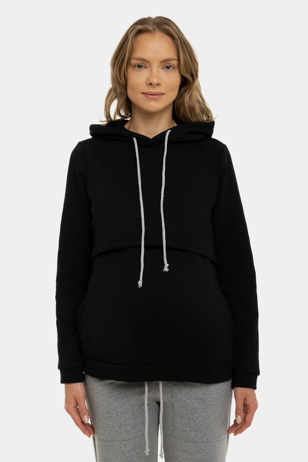Umstands- und Stillhoodie aus Baumwollmix – Schwarz