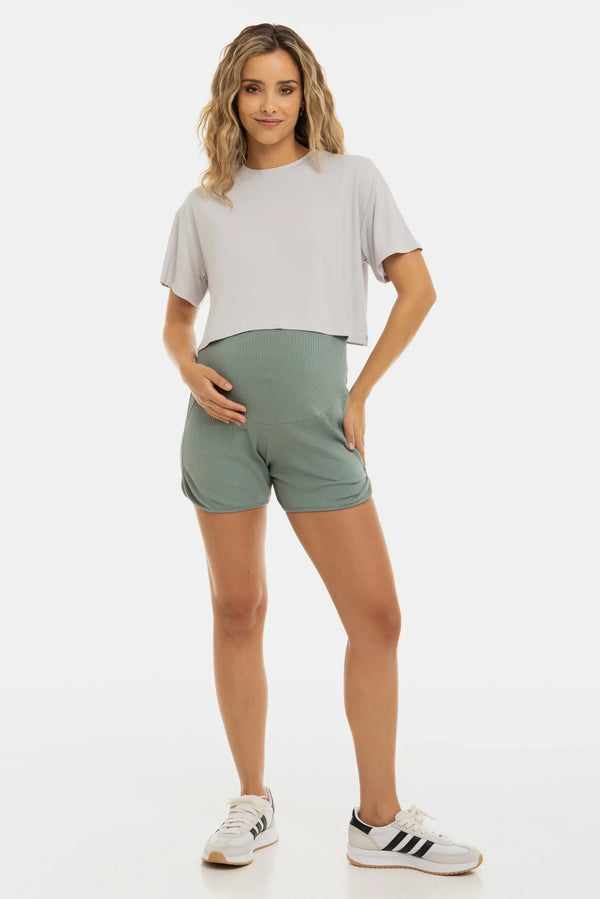 Gerippte Umstandsshorts – Mintgrün