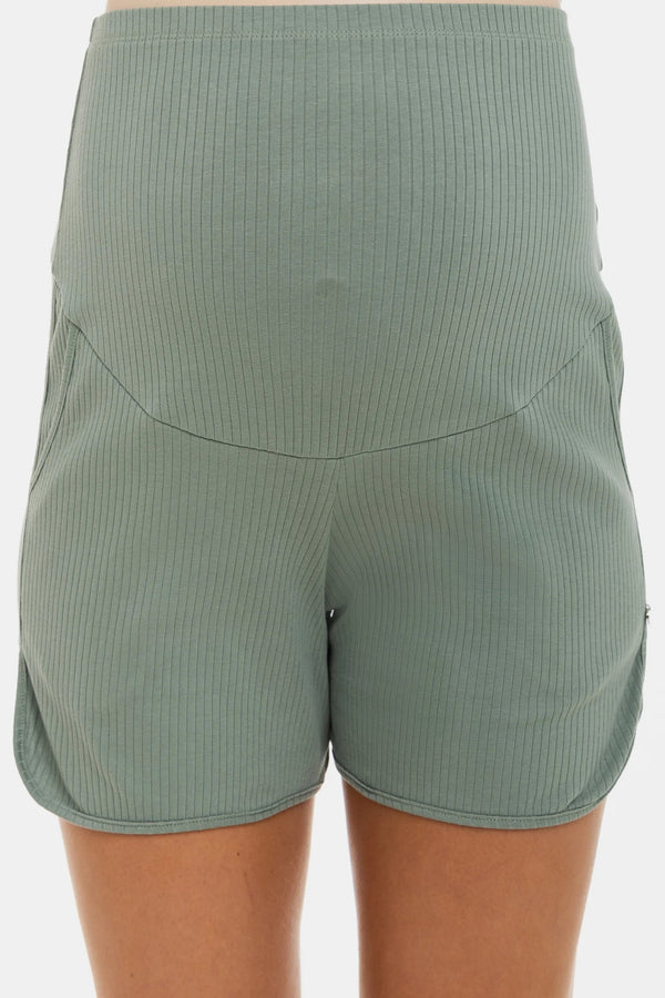 Gerippte Umstandsshorts – Mintgrün