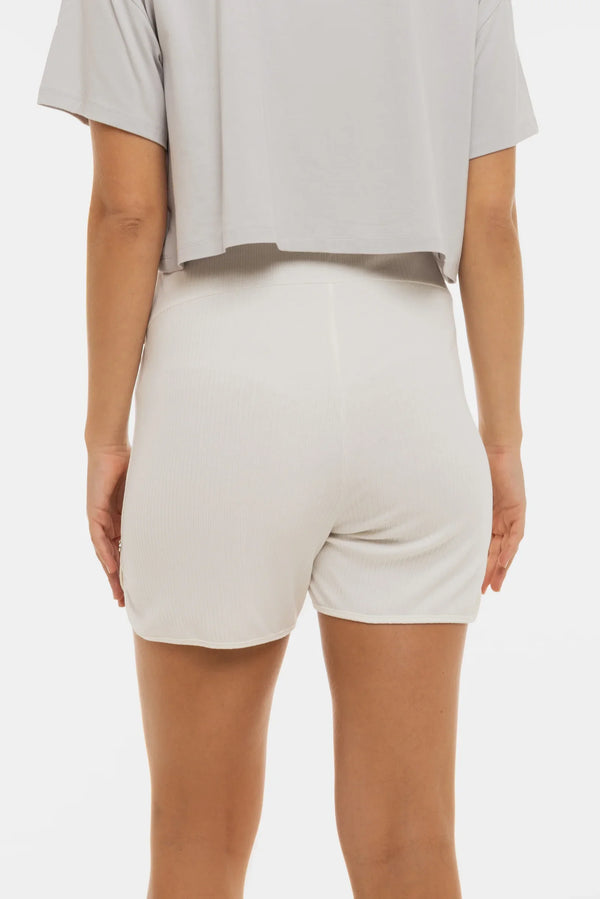 Gerippte Umstandsshorts – Ecru