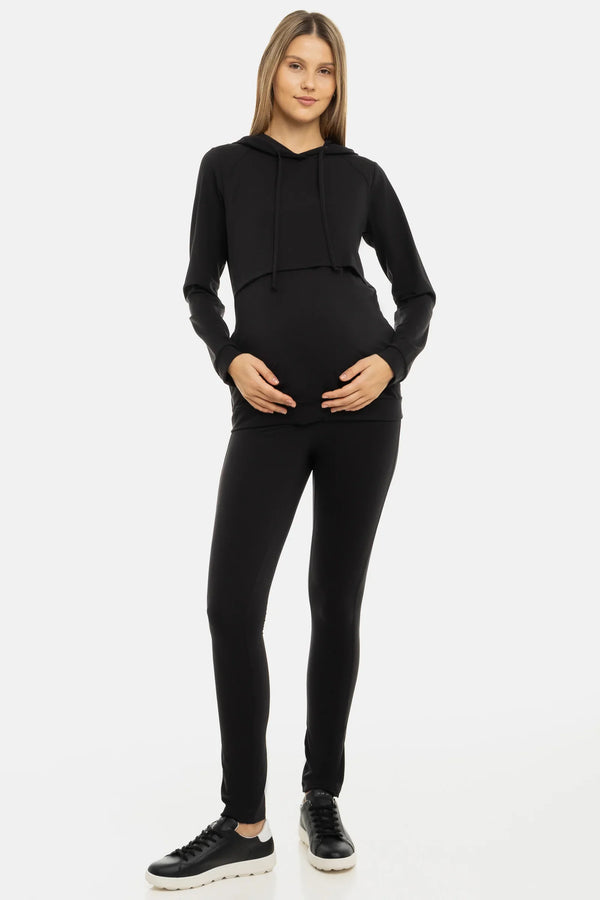 Shapende Umstandsleggings mit Seitennaht + Baumwoll-Bauchband