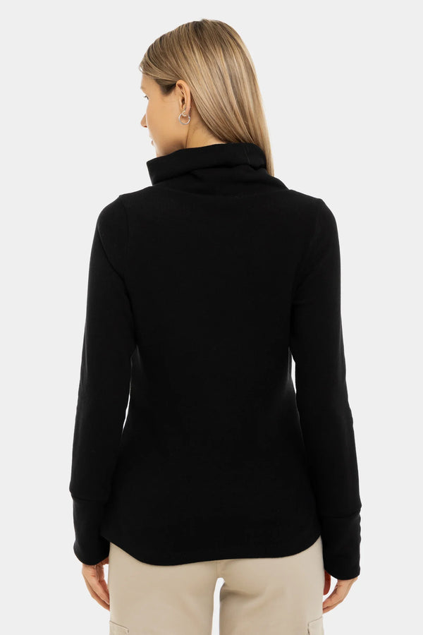 Schwarzer Umstands- & Stillpullover mit Rollkragen