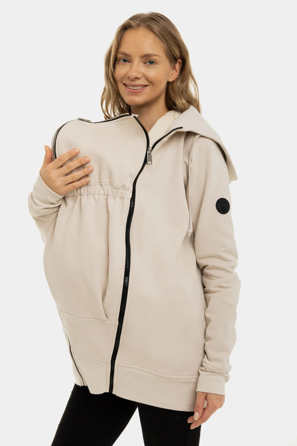 3-in-1 Umstands- und Tragehoodie – Beige