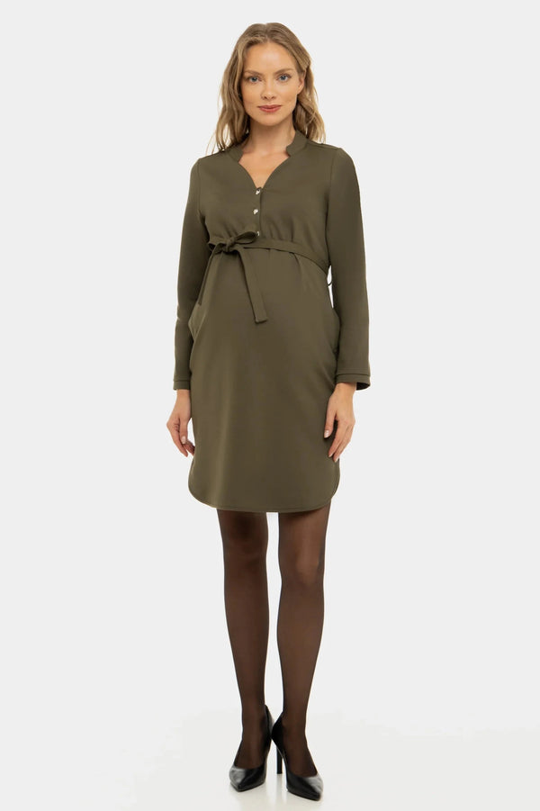 Umstands- und Stillkleid aus Ponte di Roma – Khaki