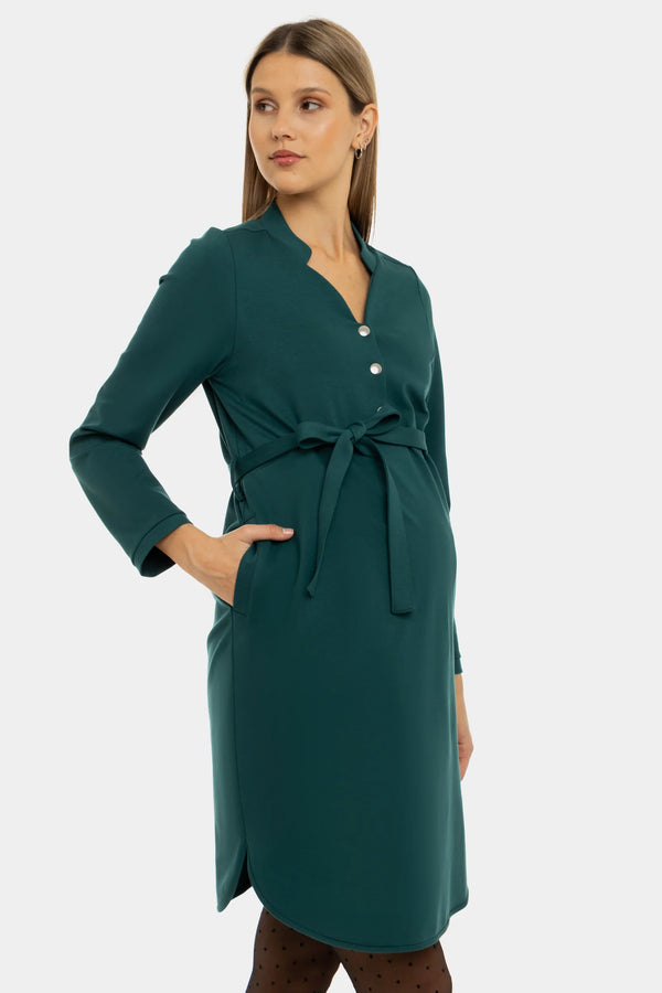 Umstands- und Stillkleid aus Premium Ponte di Roma – Smaragdgrün