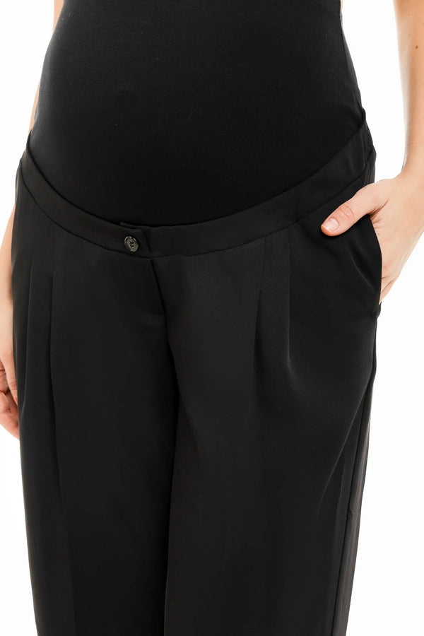 Travel-Umstandshose mit Falten – Schwarz