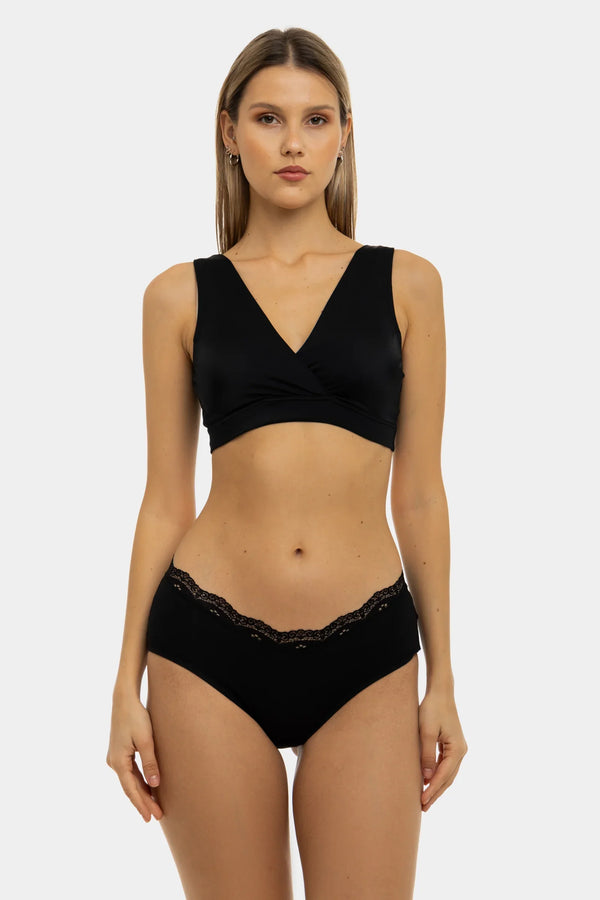 Umstandsstring aus Baumwolle mit Spitzenbund