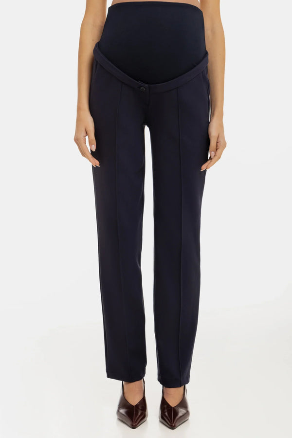 Elegante Umstandshose aus Punto-Twill – Dunkelblau