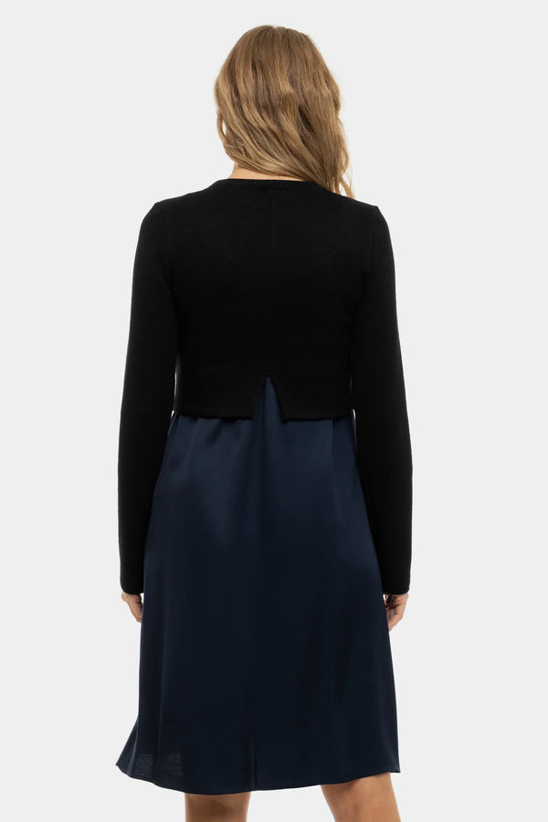 Satiniertes Umstands- und Stillkleid mit Pullover – Dunkelblau