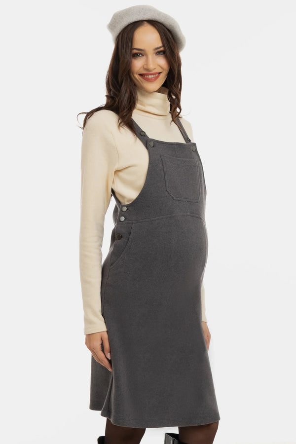 Gestricktes Umstands- und Stillkleid – Dunkelgrau