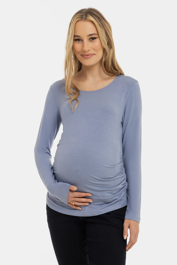 Umstandsbluse mit gerafften Seitennähten – aus Modal – Lavendel