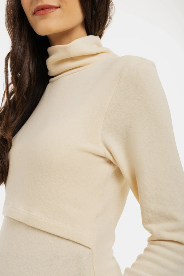 Feinstrick-Umstands- und Stillpullover aus Baumwolle – Ecru